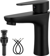 Bathroom Faucet Single Handle 1 Hole SUS304 Stainless Steel Deck Mount Lavatory