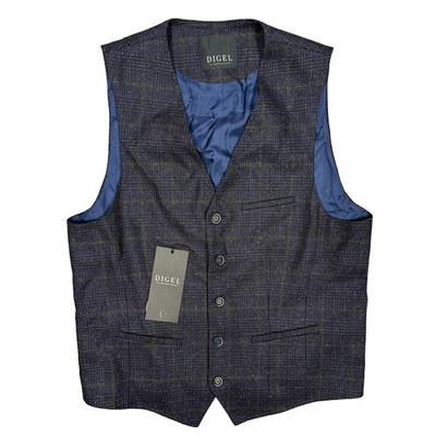 NWT Digel Waistcoat Dongeal Wool Silk Vest Prince of Wales Check 38R