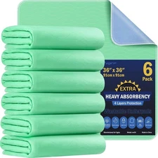 FYGRIP 6 Pack 36"x36" Extra Absorbent Washable Waterproof Underpads FAST SHIP