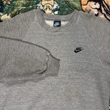 Vintage 80s Nike Sweatshirt Crewneck Blue Tag Swoosh Logo Pullover Gray USA Made