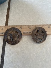 Badge: Pair Texas Ranger, with Flag Center, Lawman, Police, Old West