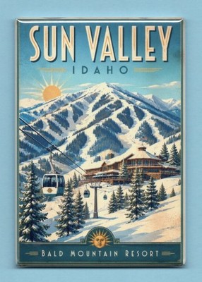 SUN VALLEY IDAHO TRAVEL POSTER *2X3 FRIDGE MAGNET* ROCKY MOUNTAINS SKI RESORT