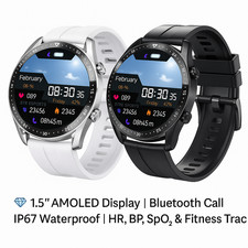Smart Watch 1.5" IPS/AMOLED Bluetooth Call HR BP SpO₂ Sleep Tracker IP67