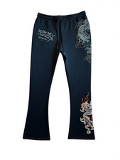 Ed Hardy Women s Double Dragon Sweatpants Sz Medium Blue Midnight NWT