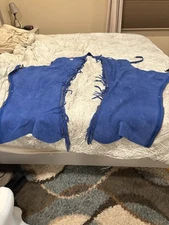 Blue Suede Leather Western Chaps Fringe Side Tie Riding Rodeo