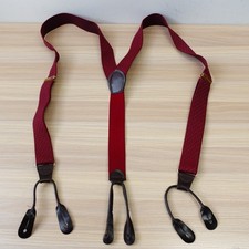 Pelican USA Suspender Mens Burgundy Red Micro Dot Button End Elastic Braces Suit