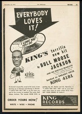 1947 Bull Moose Jackson Bullmoose photo King Records vintage trade print ad