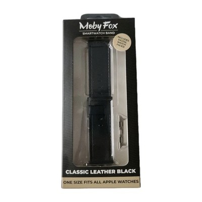 Moby Fox Classic Genuine Leather Black Smartwatch Band For Apple Watch 