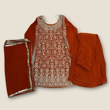 Orange Embroidered mirror work Sharara Suit with dupatta