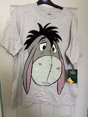 Disney Winnie The Pooh Eeyore Cloudy Sad Grey Adult Shirt X-Large XL New