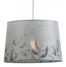 Lampshade Grey 14" Leaves Faux Hessian Tapered Drum 350mm Oaks Lighting P901/14