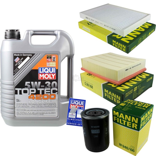 Mann Inspektionspaket 5L Liqui Moly Top Tec 4200 5W-30 FüR Audi A6 1.8 T-image