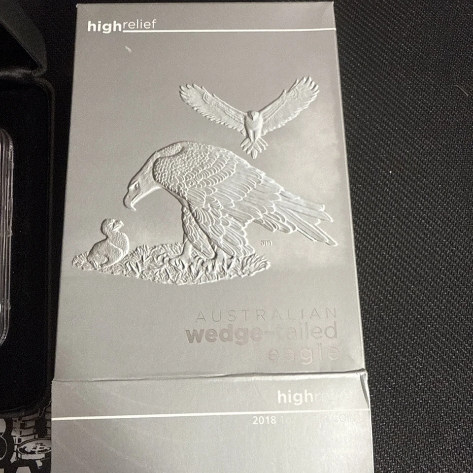 2018P Perth Mint Silver Wedge-Tailed Eagle alto relevo NGC PF70 núcleo da bandeira australiana - Imagem 4 de 4