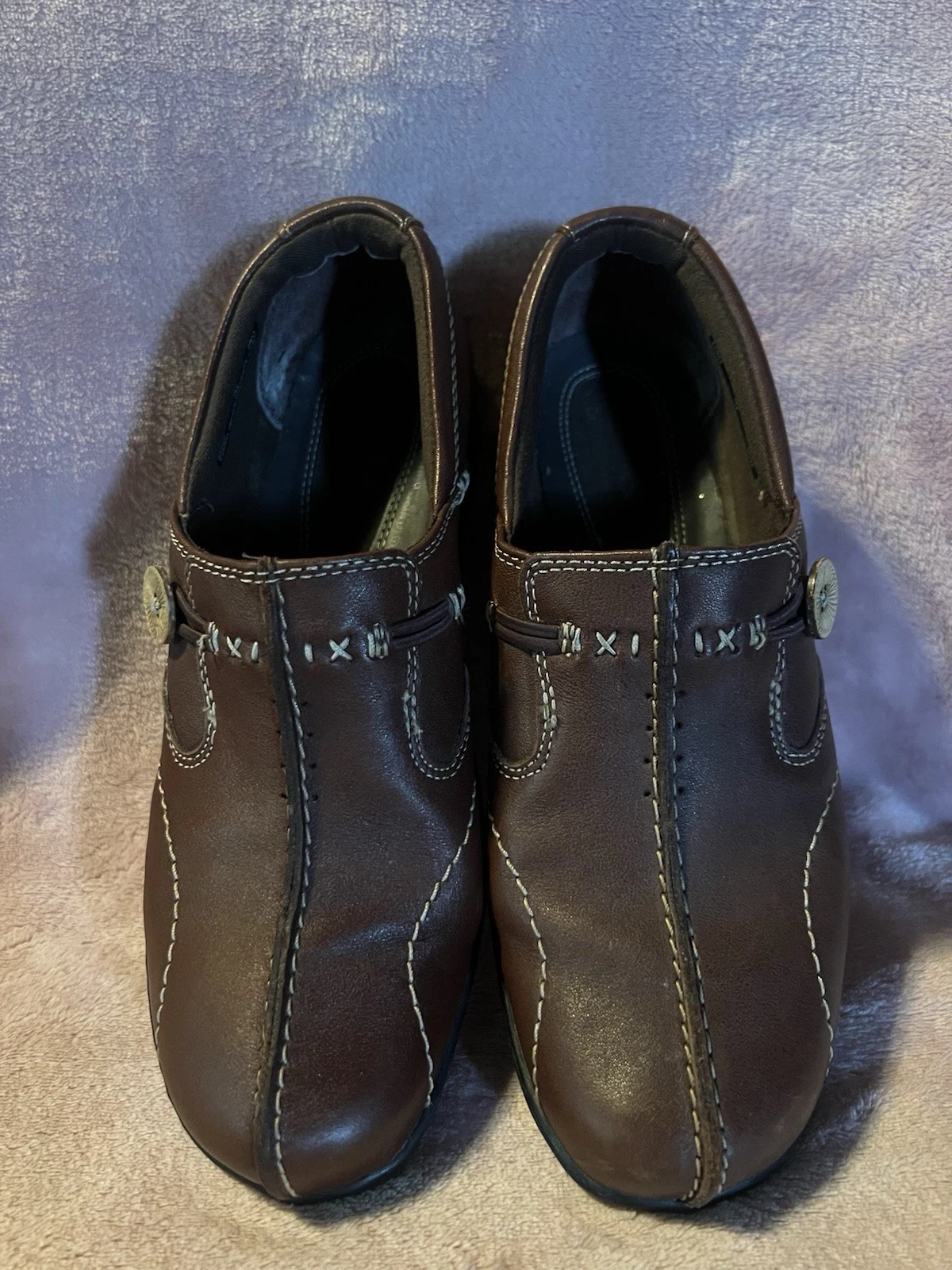 Scarpe mocassino Clarks Bendables~Ashland Alpine in pelle marrone 7M ottime
