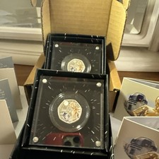 2 Star Wars R2-D2 & C-3PO Silver Proof  Coloured 50p Coins In Display Limited ED