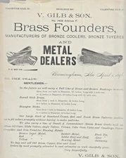 1896 birmingham AL broadside GILB & SON, Brass, Bronze Founders Foundry ALABAMA
