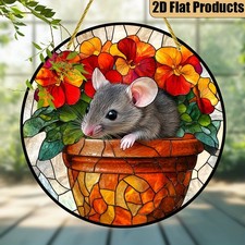 Stained Glass Style Mouse Acrylic Suncatcher Garden Suncatcher Decoration Gift