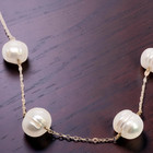 VINTAGE ESTATE 14K YELLOW GOLD 9.2-9.9mm WHITE PEARL STATION 18.5"NECKLACE #7956 — photo 4