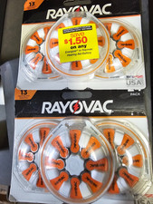 Lot of 2 0Rayovac Size 13 Hearing Aid Batteries (24 Pack), Size 13 - 6/25 2/26