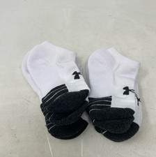 Under Armour Youth Performance Tech No Show Socks 5-Pair, Small, White/Jet Gray