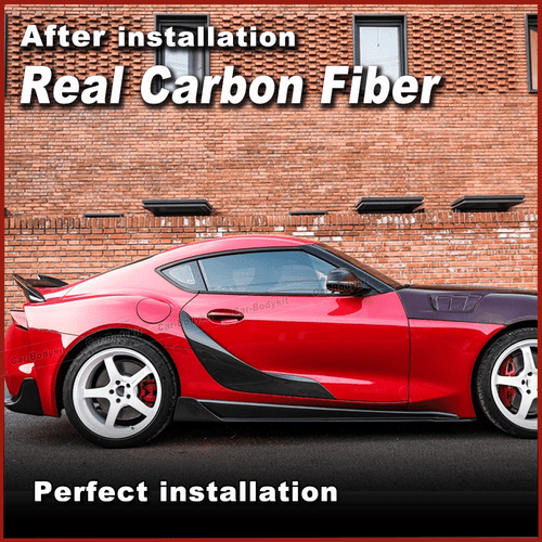 Para Toyota GR Supra A90 2019-23 Carbono Seco Puerta Lateral Guardabarros Moldura Cubierta Tapicería - Imagen 3 de 12