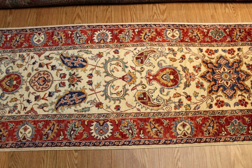 TOP QUALITY HANDMADE 13 FT. HALL RUNNER JEWEL COLORS VEGETABLE DYES WOOL RUG - Picture 6 of 12