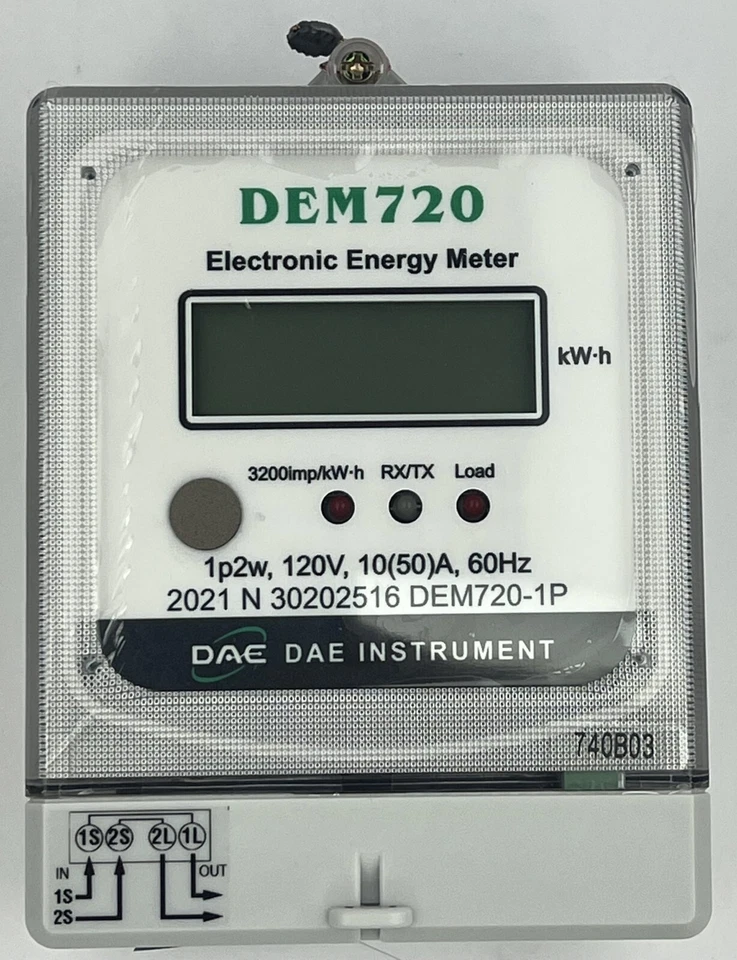 DAE DEM720-1P kWh Submeter, RS485, 1P2W(1 Hot wire,1N), 120v, 50A, Internal CT - Image 4 of 4
