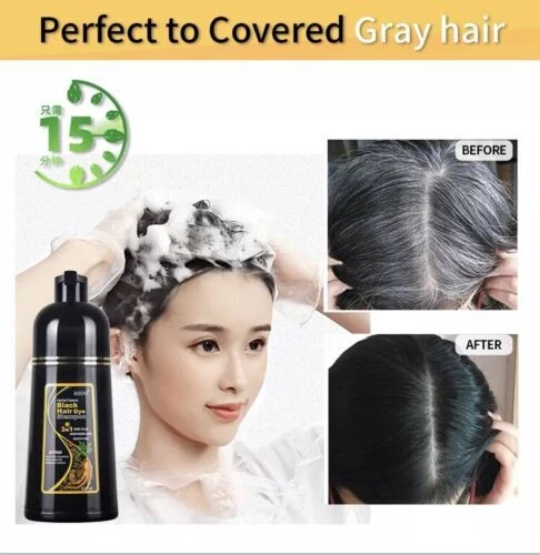Champú tinte para cabello negro, marrón oscuro y castaño instantáneo 3 en 1 + cobertura 100% gris Foto 2 de 4