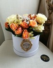 Beautiful Opulent Mould Luxury Orange & Silk Flower Hatbox Gift Hamper