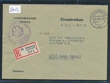 67012) Reco-postsache 1956 con RZ 24a Hamburg P?ostscheckamt k, K2 Hbg.11