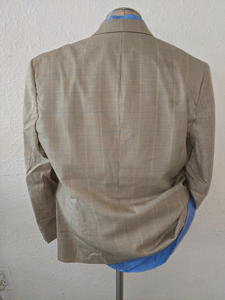 New 46R Blue Yellow Brown Houndstooth check Blazer Sport Coat Check Jacket Wool - Image 4 of 4