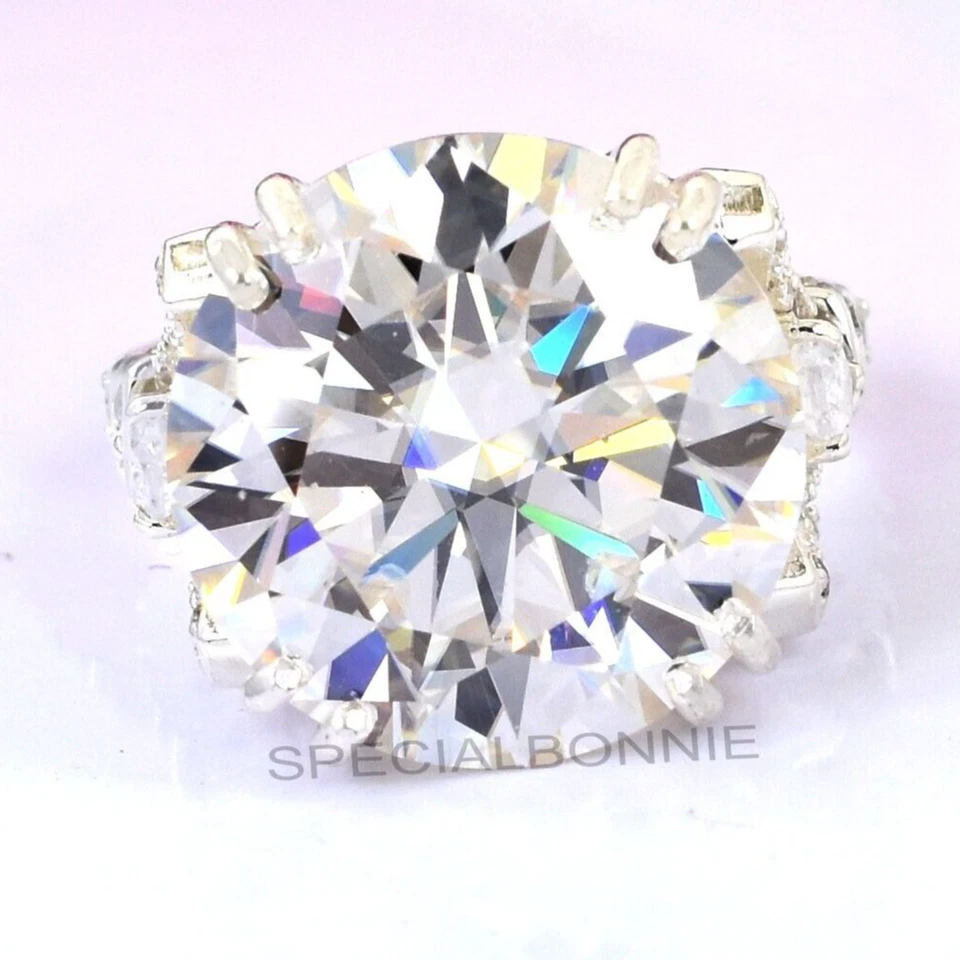 罕见 20.00 克拉认证白色钻石单颗戒指-免费钻石耳钉-视频 — 第 3/4 张图片