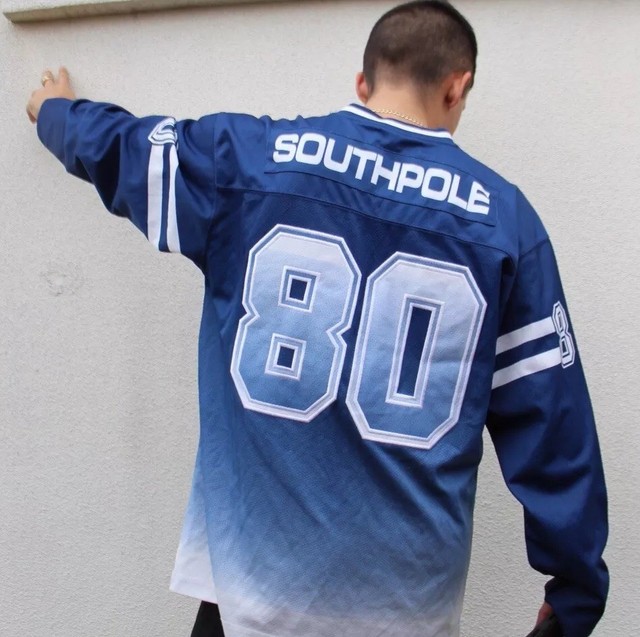 Southpole Vintage 2000s Hip Hop Long Sleeve Football Jersey Blue Medium