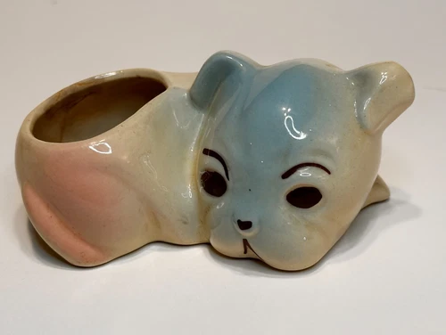 Vintage Shawnee Pottery 1940's  Bulldog Ceramic Planter Small Succulent USA Made