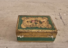 Vintage Scatola in legno d'Orata e Immagine Floreale Anni 50