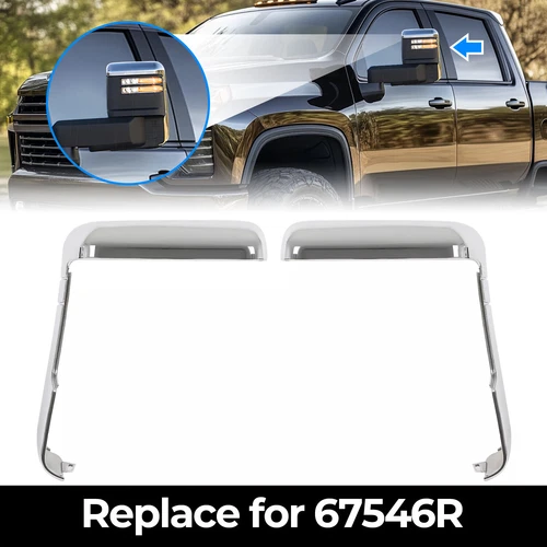 Chrome Top+Side Mirror Cover For 20-24 Chevy Silverado GMC Sierra HD 2500 3500