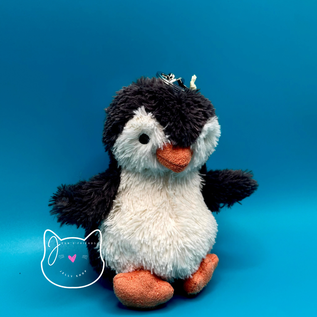 Jellycat PEANUT PENGUIN BAG CHARM New NWT Keychain Key Ring Toy