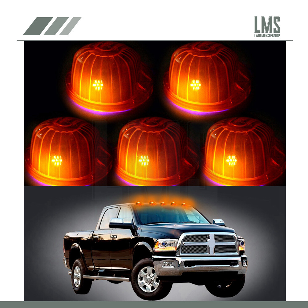 5x Amber Lens Blue 12V LED Bulb Cab Marker Running Lights For Truck Trailer RV