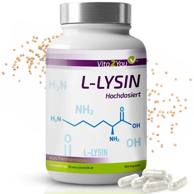 Vita2You L-Lysin 1200mg - 365 Kapseln - 1000mg reines Lysin pro 2 Kapseln