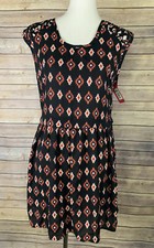 Xhiliration NWT Womens M Dress Tie Back Shoulder Cut Outs Ikat Print Boho