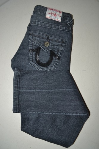 True Religion Joey Super T Big "U" schwarze Denim-Damenjeans Größe 25 x 30