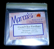 50 Clear Envelopes A-2 Transparent Acid Free 5 3/4" x 4 3/8" Self-Sealing NEW