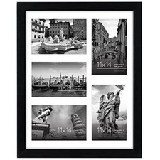 11x14 Collage Picture Frame in with Five 11x14 with Five 4x6 Openings Black