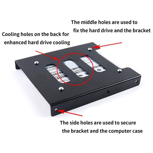 2.5" to 3.5" Bay SSD Metal Hard Drive HDD Mounting Bracket Adapter Dock / Tray - Picture 3 of 6
