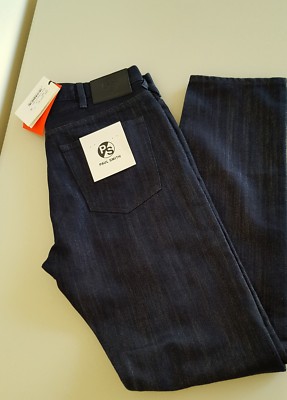     P/S BY PAUL SMITH HERREN DUNKELMARINE DENIM GEMISCHT MIT LUREX TAPERED FIT 