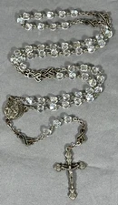 Cancer Ribbons Rosary Our Father Beads Crystal Glass with St Peregrine, Italy