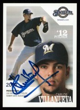 2007 Police CARLOS VILLANUEVA Signed Card autograph AUTO RC BREWERS