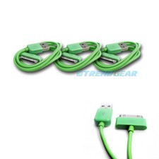 3X 10FT 30-PIN USB SYNC DATA POWER CHARGER GREEN CABLE IPHONE IPOD TOUCH IPAD