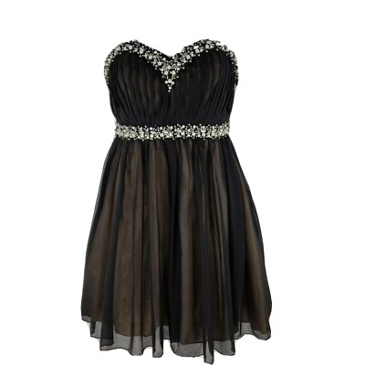 Sequin Hearts strapless dress size 3 prom black beaded short sweetheart  party | eBay