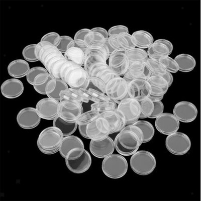 100Pcs 37mm Klar Aufbewahrungsbox Münzkapseln Halter Rund Container Organizer